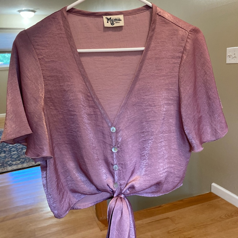 SMYM Tie button down crop top